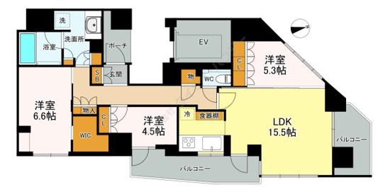 クリオ市谷薬王寺(3LDK/11階)の間取り写真