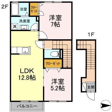 MアイランドII(2LDK/2階)の間取り写真