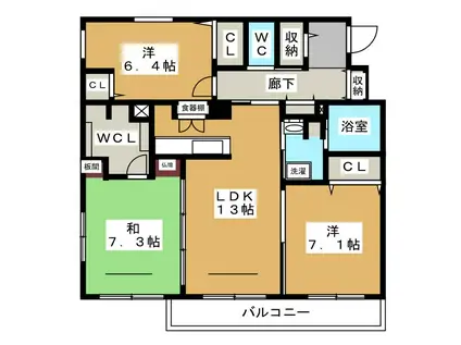 LYON VIVACE(3LDK/1階)の間取り写真