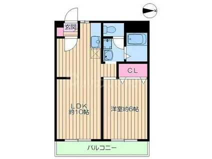 ツインコート(1LDK/9階)の間取り写真