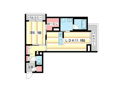 ライムストーン新大宮(1LDK/4階)の間取り写真