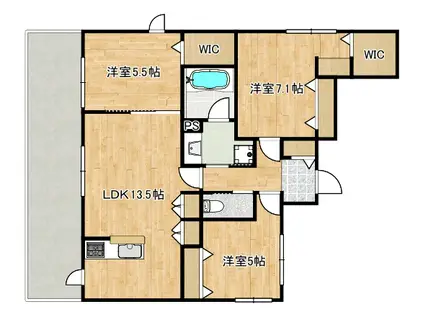 登戸ヘーベルメゾン西棟(3LDK/2階)の間取り写真