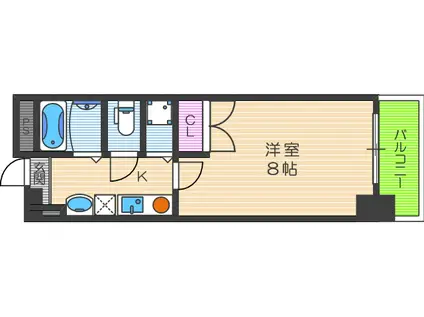 グリーンプラザ新梅田(1K/2階)の間取り写真