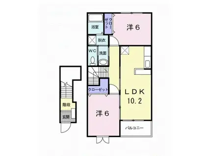 ブルック サイド 七島II棟(2LDK/2階)の間取り写真