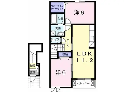 ラ・リズィエール1番館(2LDK/2階)の間取り写真