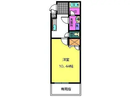ヴィラソレイユ(1K/1階)の間取り写真