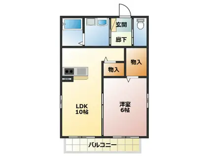 ヴィル・クール(1LDK/1階)の間取り写真