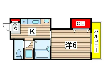 シアトリカル都賀(1K/3階)の間取り写真