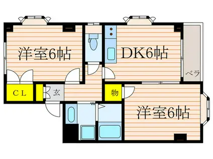 LEAF GARDEN関町(2DK/3階)の間取り写真