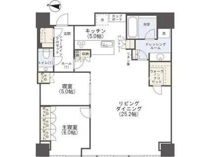 BRILLIA TOWER堂島(2LDK/38階)の間取り写真