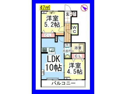 AF メゾンリリー(2LDK/1階)の間取り写真