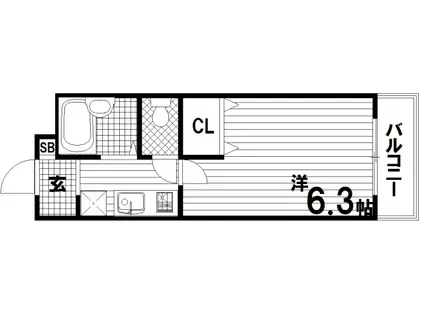 シーサイドSKYハイツ(1K/1階)の間取り写真