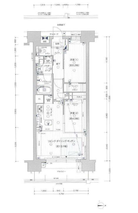 プレサンス ロジェ 名古屋駅ノース FRONT(2LDK/12階)の間取り写真