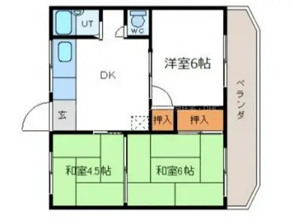 宮脇ハイツ(3DK/1階)の間取り写真