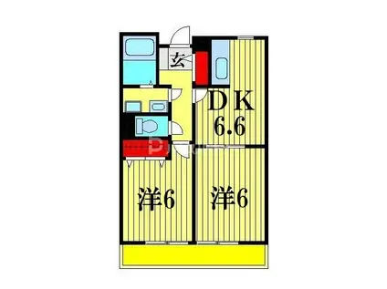 サンライズ西原(2DK/1階)の間取り写真