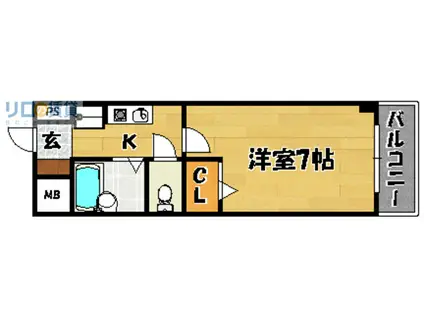 ノルデンハイム瑞光II(1K/7階)の間取り写真