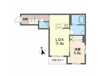 SPRING南鍛冶町I(1LDK/3階)の間取り写真