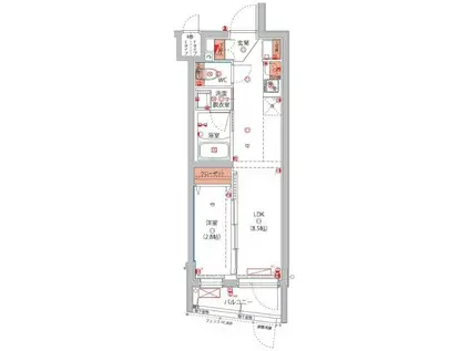 東京八広THE SKYレジデンス(1LDK/1階)の間取り写真