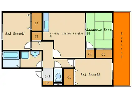 アルパポンテ一番館(3DK/1階)の間取り写真