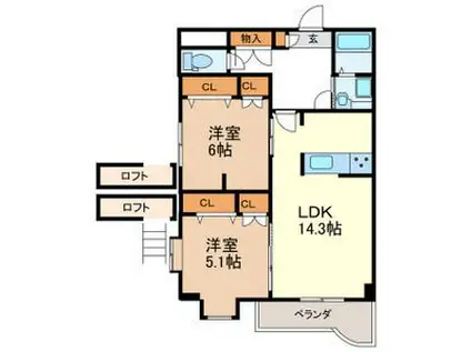 ステラ霞II(2LDK/3階)の間取り写真