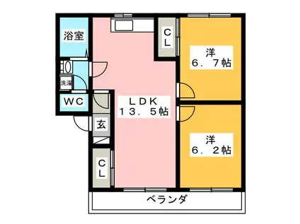 メゾンよしだ A棟(2LDK/1階)の間取り写真
