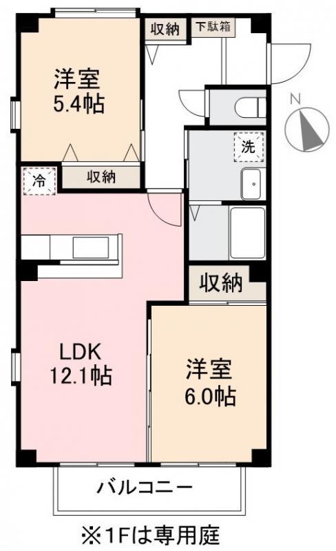 フォブールフォレストA・B(2LDK/2階)の間取り写真