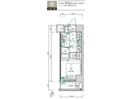 SQUARE CITY KAWASAKI(1K/6階)の間取り写真