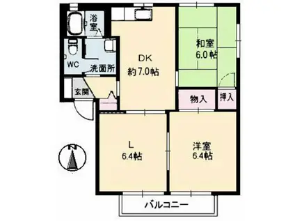 THRIVE HIRAFUKU B棟(2LDK/1階)の間取り写真