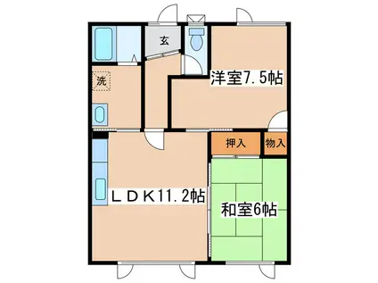 ミノルハイツ(2LDK/1階)の間取り写真