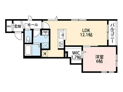 シュヴァル新宿(1LDK/2階)の間取り写真