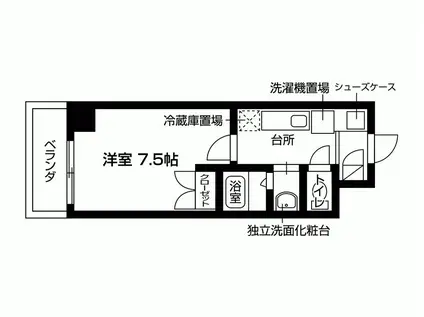 カーサ21(1K/2階)の間取り写真