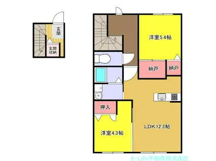 プルメリア(2LDK/2階)の間取り写真