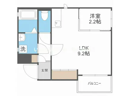 RIFF阪急神崎川(1LDK/1階)の間取り写真