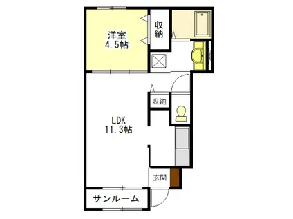 アイティヴィレッジ(1LDK/1階)の間取り写真