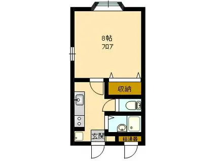 ＪＲ奥羽本線 秋田駅 徒歩21分 2階建 築29年(1K/1階)の間取り写真