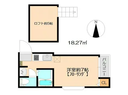 イル・レガーロ住吉II(ワンルーム/2階)の間取り写真