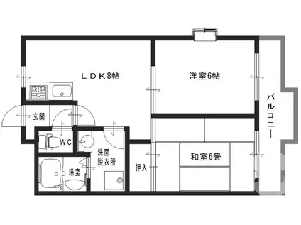 ラフォーレ諏訪森(2LDK/5階)の間取り写真