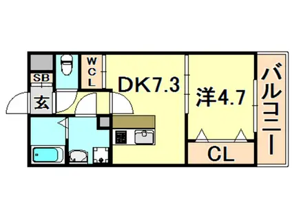 KTIレジデンス月見山II(1DK/2階)の間取り写真