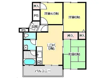 マンション沢良宜(3DK/5階)の間取り写真