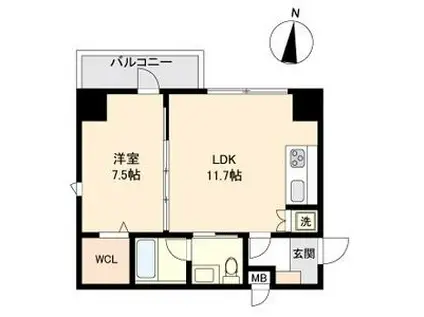 パークフラッツ新栄(1LDK/9階)の間取り写真