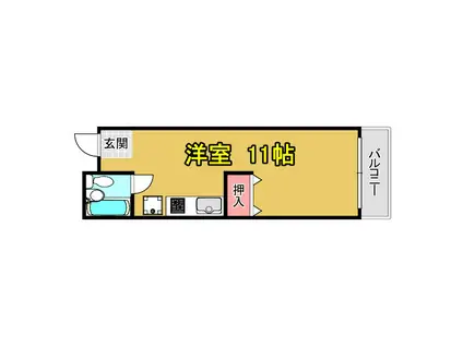 第1奥村マンション(ワンルーム/5階)の間取り写真