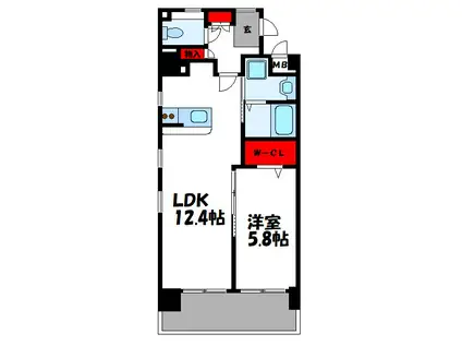 プレステージ空港東(1LDK/7階)の間取り写真