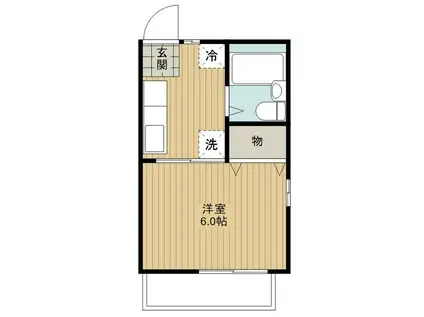 サニーサイド(1K/2階)の間取り写真