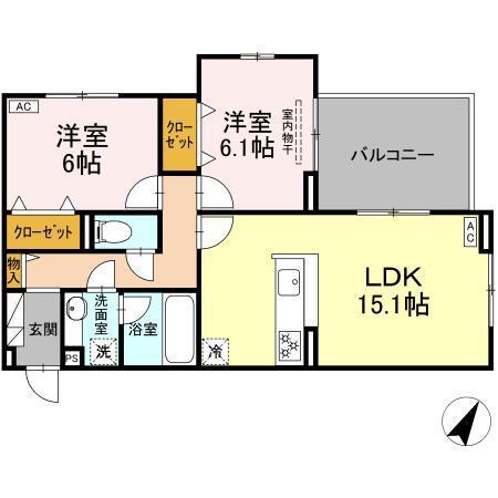 フェリーチェ(2LDK/3階)の間取り写真