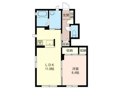 SHM ソラーレB(1LDK/1階)の間取り写真