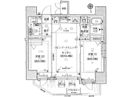 VERIDIQUE八王子横山町(2LDK/12階)の間取り写真