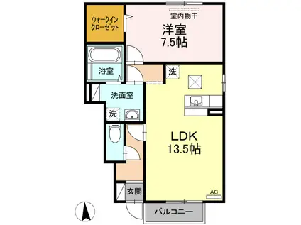 ヴィラ プレステージ(1LDK/1階)の間取り写真
