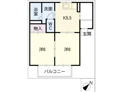 プランドールソシア(2K/1階)の間取り写真