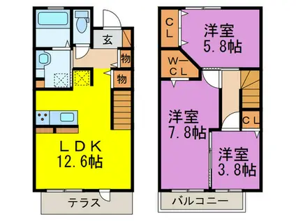 D-ROOMウィスタリア(3LDK/1階)の間取り写真