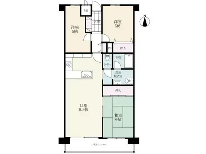 エスペランサ神野I(3DK/2階)の間取り写真